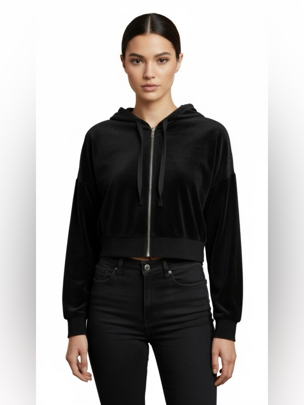 Forever 21 Velour Zip Up Hoodie Size M